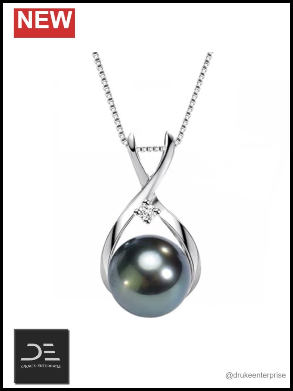 18K Gold Plated Sterling Silver Tahitian Pearl Pendant Necklace with Gift Box